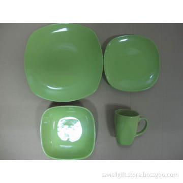 16PCS Square Solid Color Dinner Set Stoneware